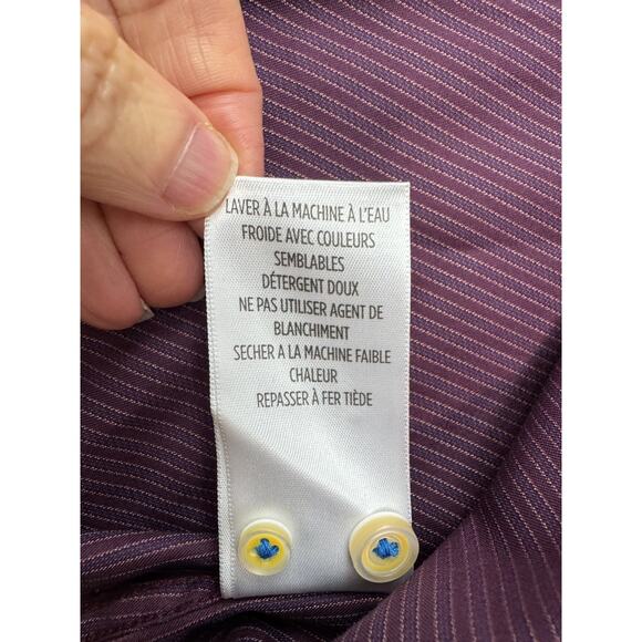 Robert Graham X Collection Garrott Purple Stripes Contrast Cuffs Collar Medium - Picture 9 of 13